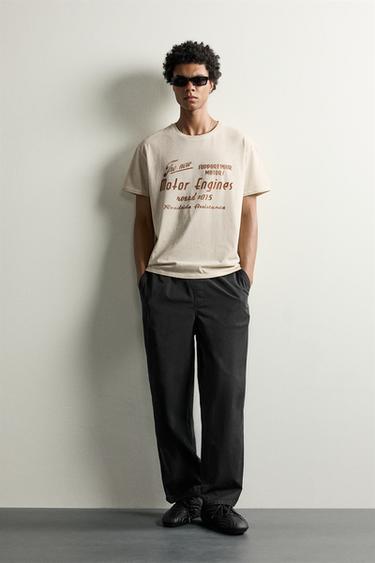 CALÇA RELAXED FIT DE ALGODÃO - Preto da Zara - Imagem 0
