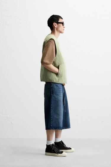 GILET SANS MANCHES MATELASSÉ DÉLAVÉ - Vert de Zara - Image 3