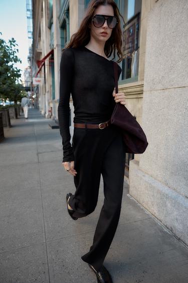 STRAIGHT-LEG TROUSERS WITH BELT - Black by Zara - Image 5