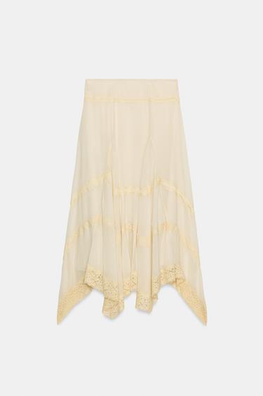 ZW COLLECTION COMBINED LACE SKIRT - Oyster-white by Zara - Image 7