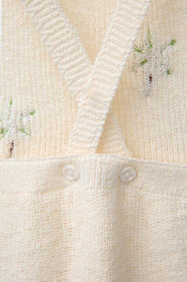 KNIT JUMPSUIT WITH PALM TREE EMBROIDERY - Ecru by Zara - Image 3