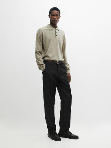 Zara Cotton blend tapered fit trousers - Navy blue - Image 0