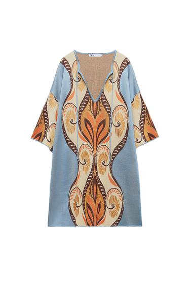 SHORT JACQUARD KNIT TUNIC DRESS