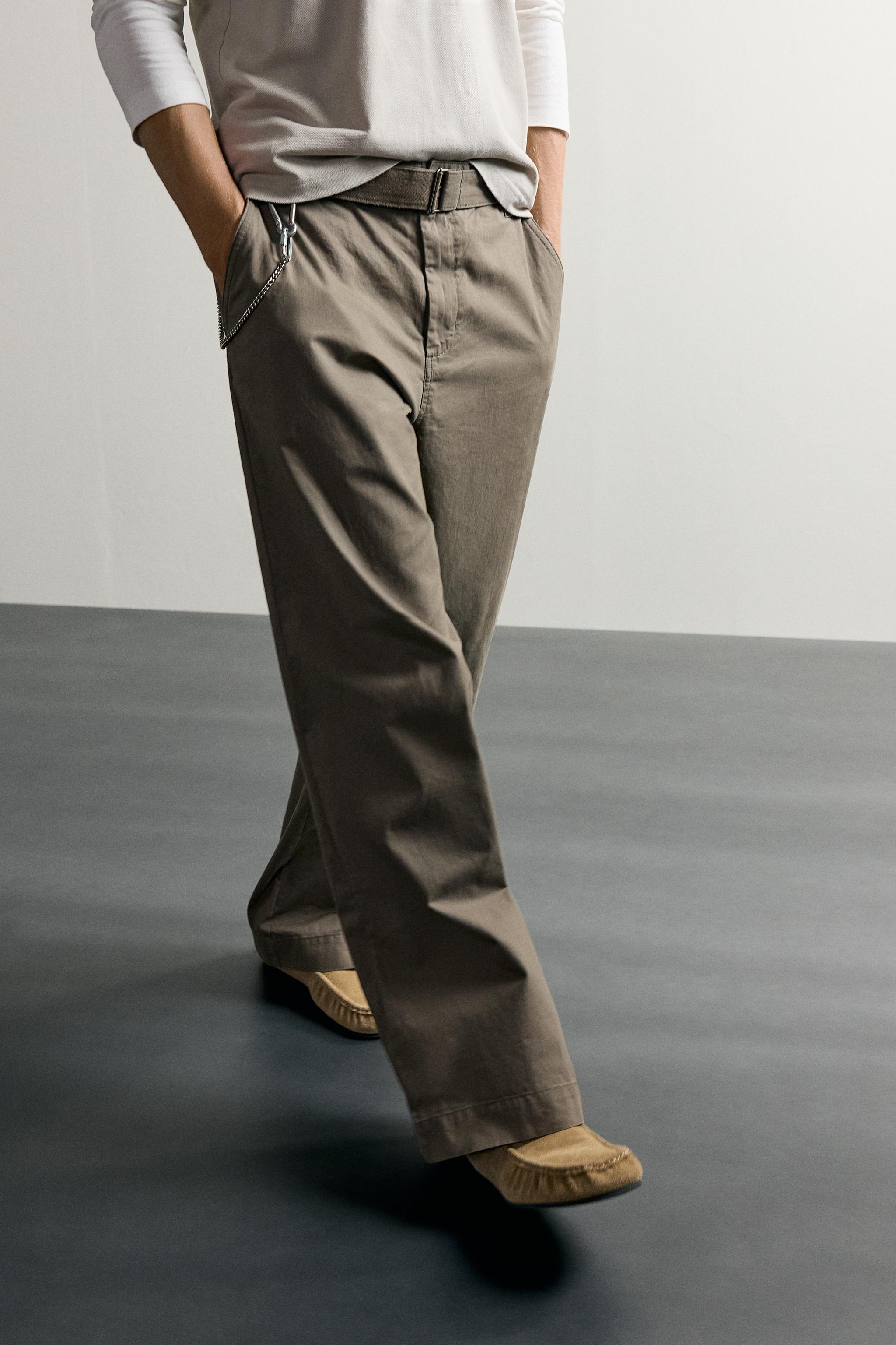 RELAXED FIT BELTED PANTS
