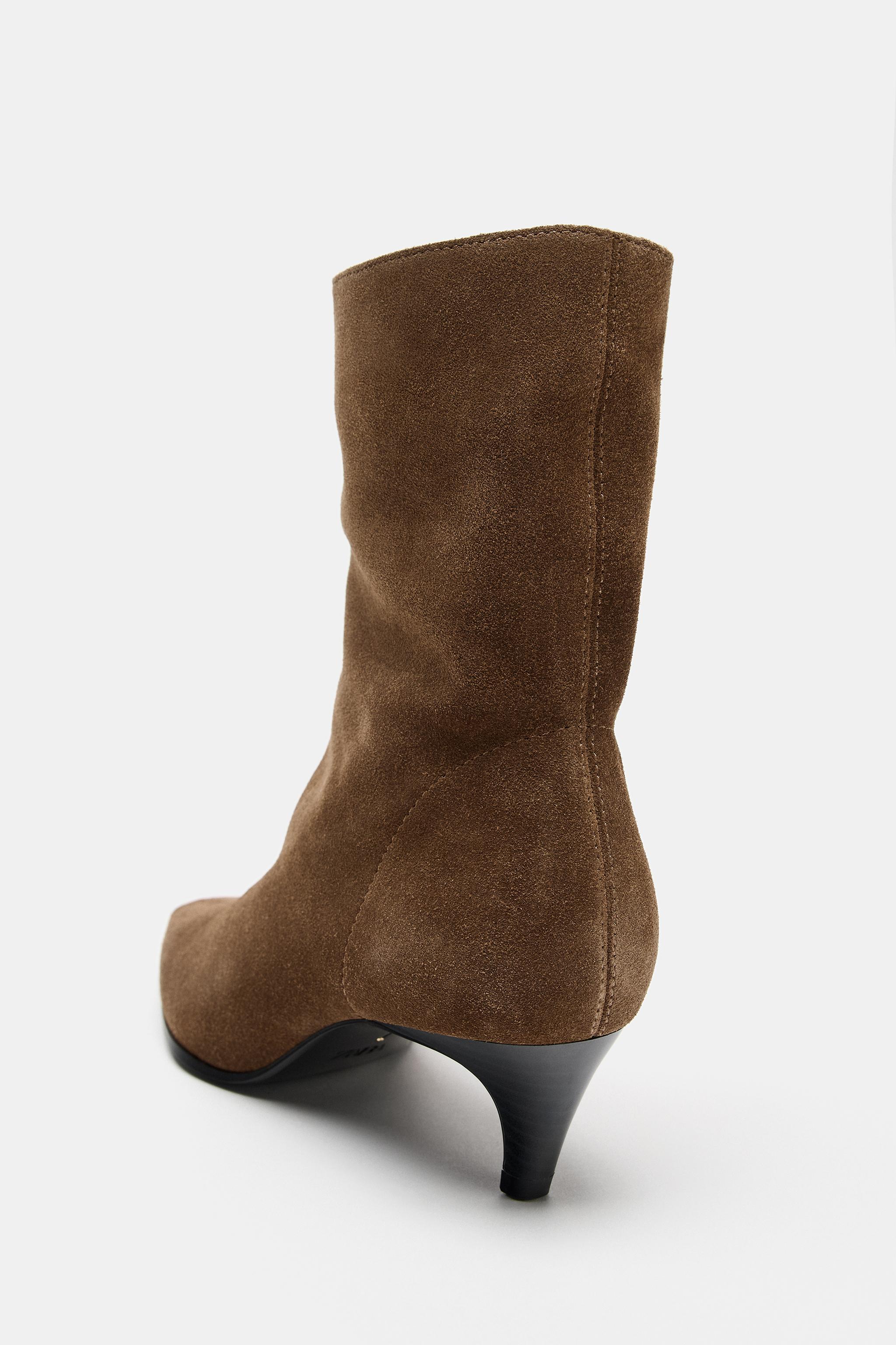 SUEDE KITTEN HEEL ANKLE BOOTS
