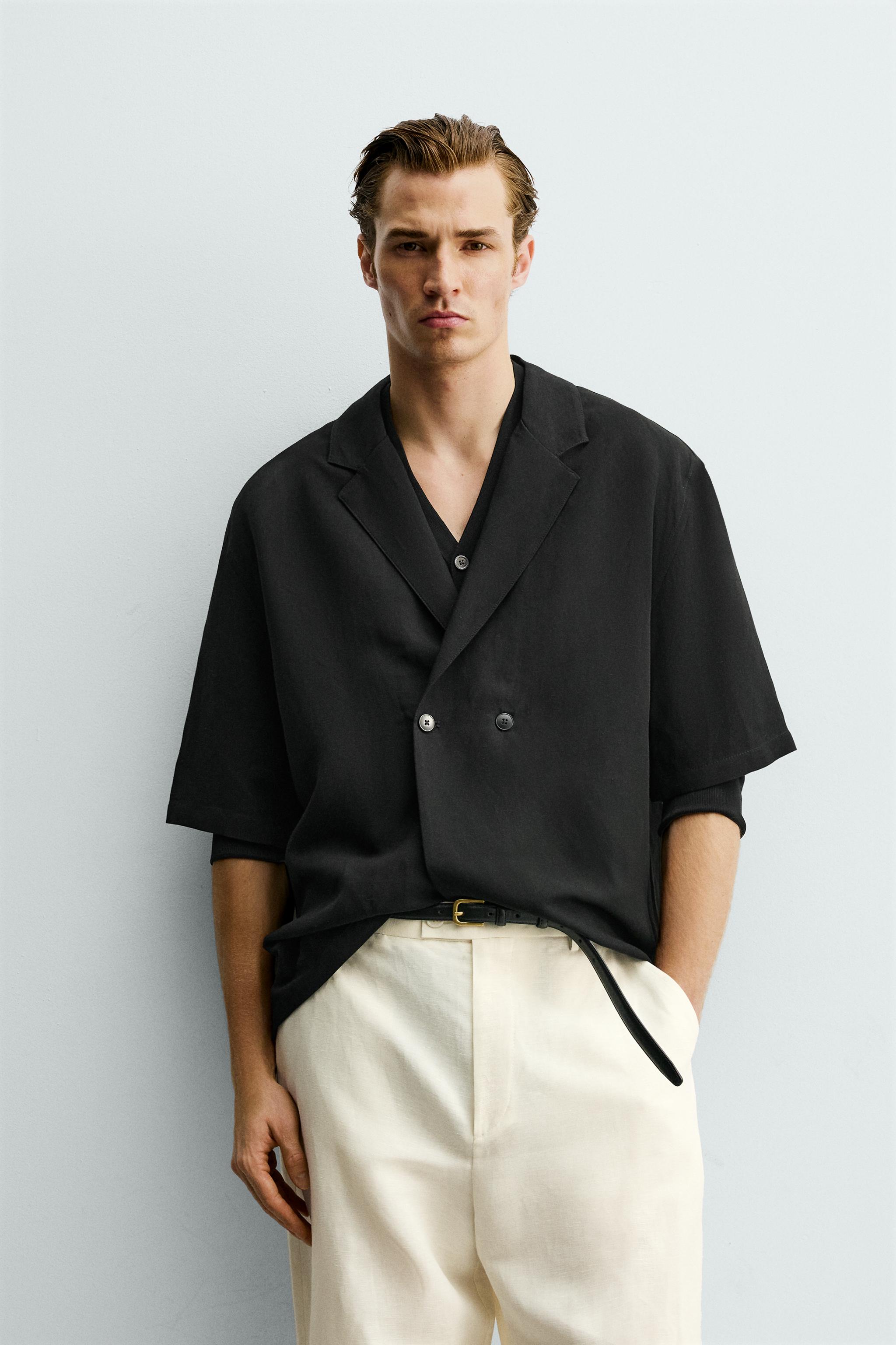 VISCOSE-LINEN KIMONO SHIRT