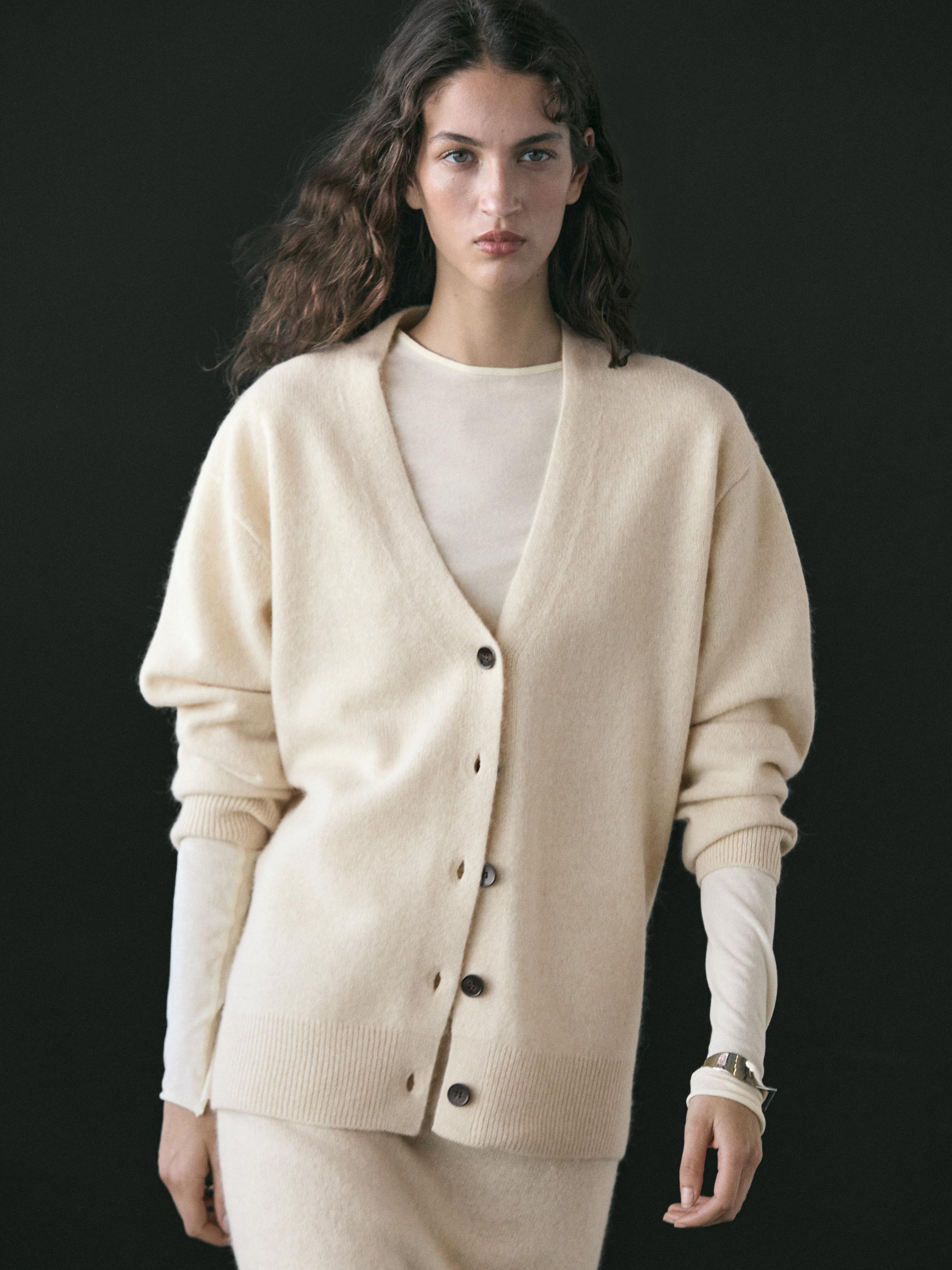 Knit alpaca and wool V-neck cardigan