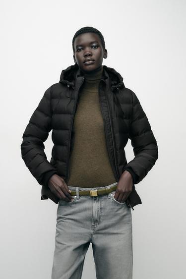 HOODED BELTED ANORAK - Black by Zara - Image 1