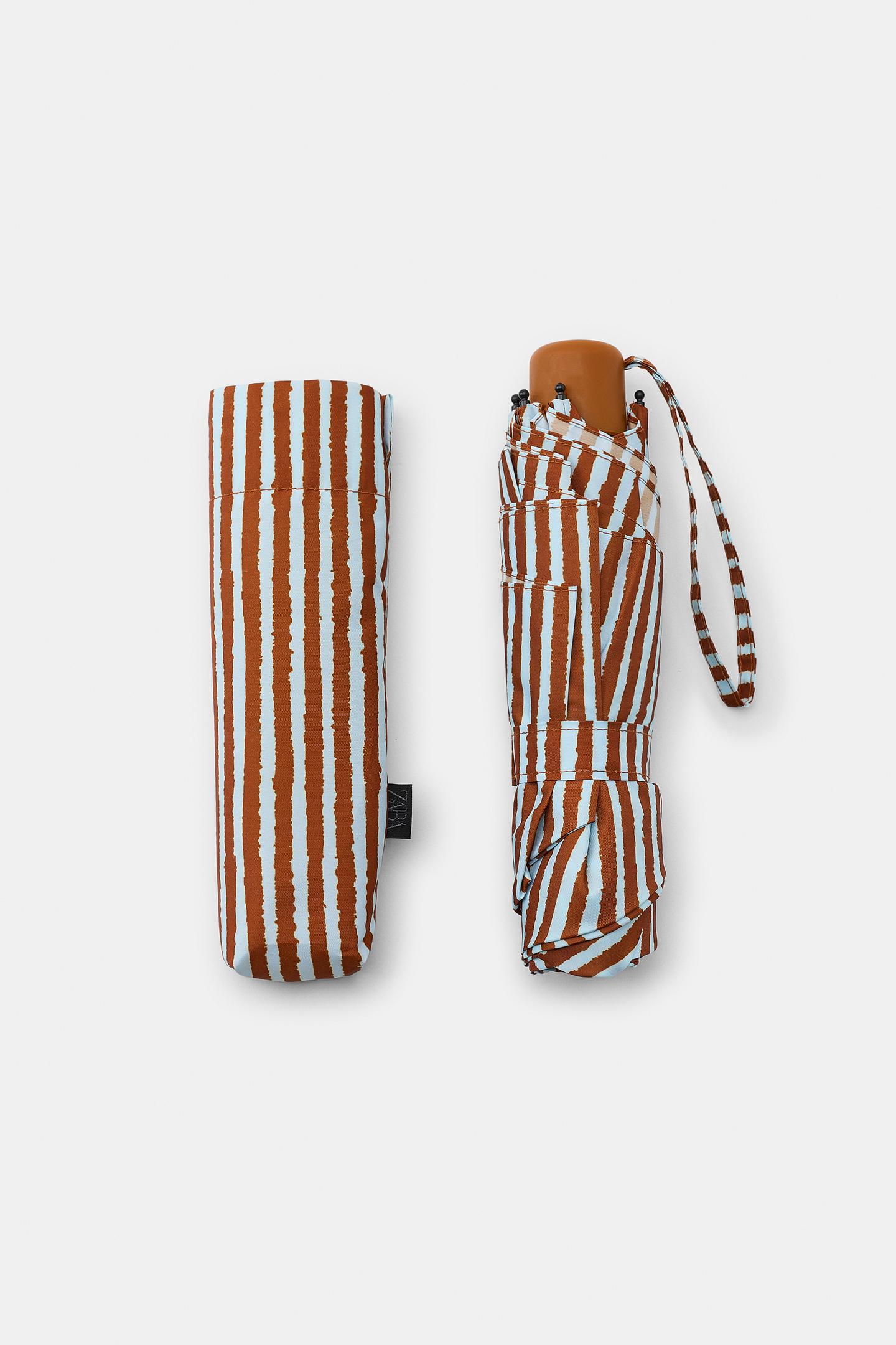 Женские аксессуары Zara Striped Print Folding Umbrella, цвет: Полосатый — фото 3