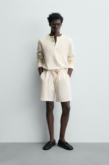 beige dress shorts men Tan Linen Shorts – Pleated Fit for Style & Comfort main image 1