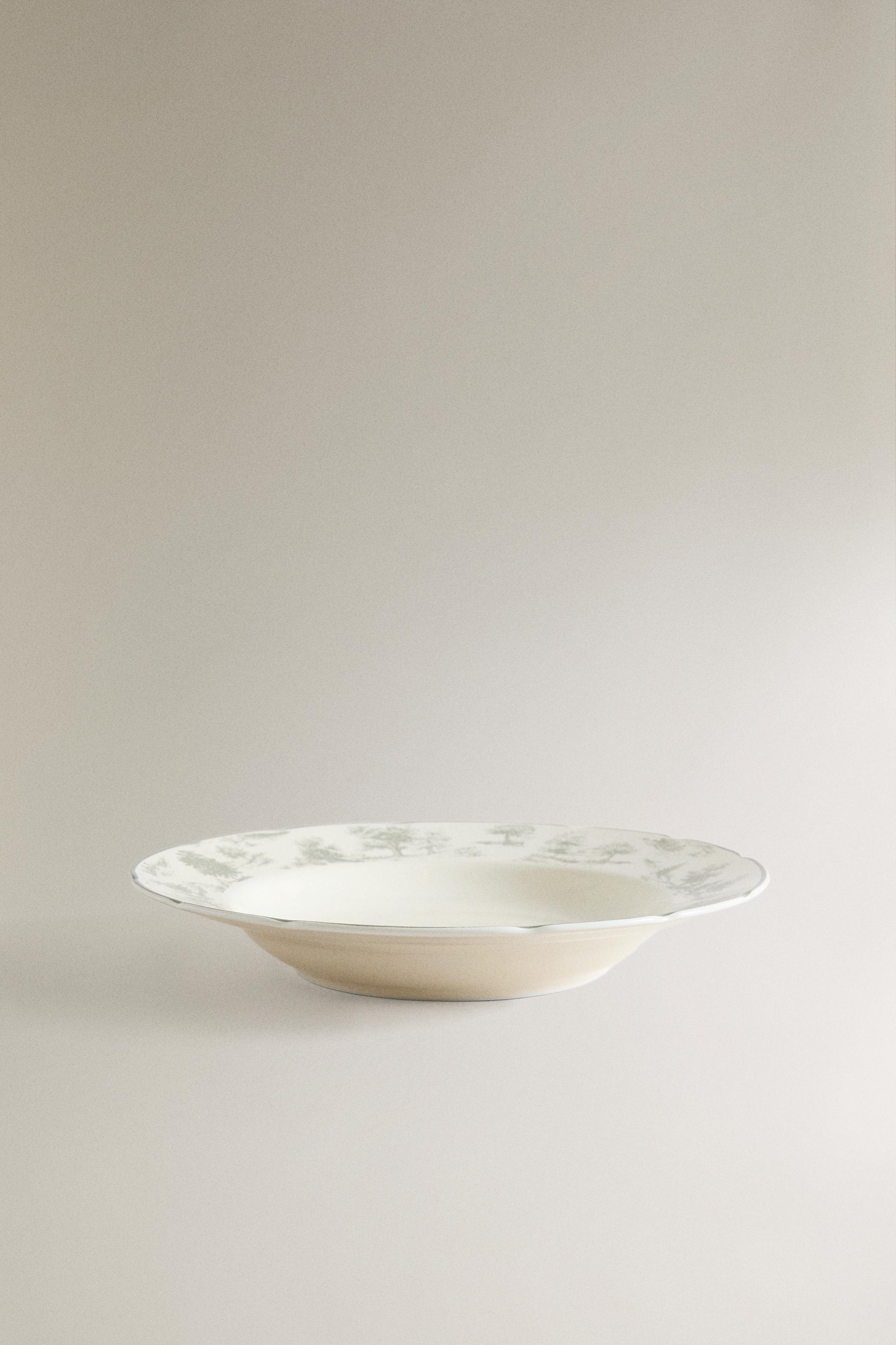 TOILE PORCELAIN SOUP PLATE — Grey