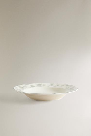 TOILE PORCELAIN SOUP PLATE - Grey by Zara - Image 0