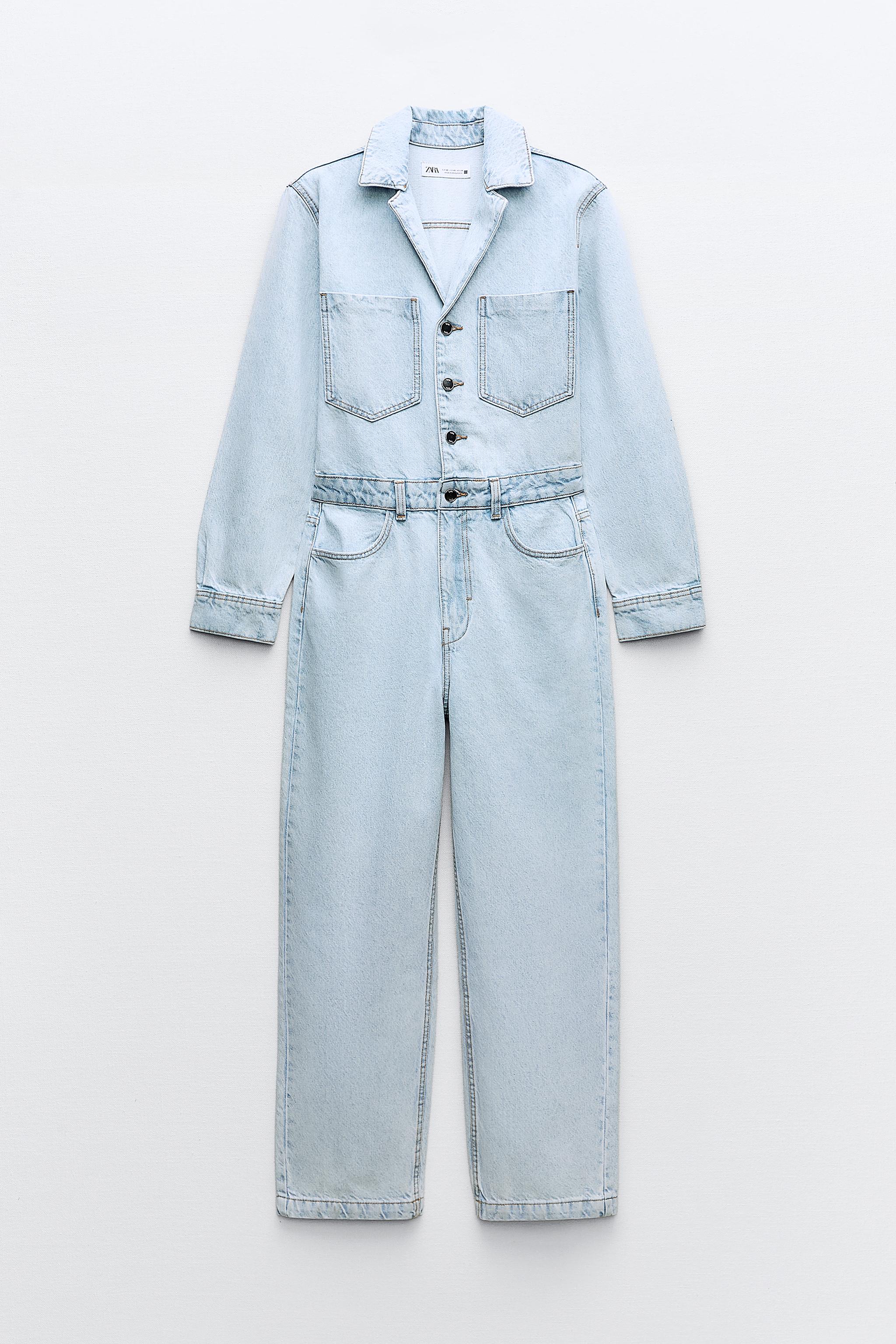 ZARA denim jeans corset wide streight leg jumpsuit Blue - $68 (23% Off  Retail) New With Tags - From Jessie