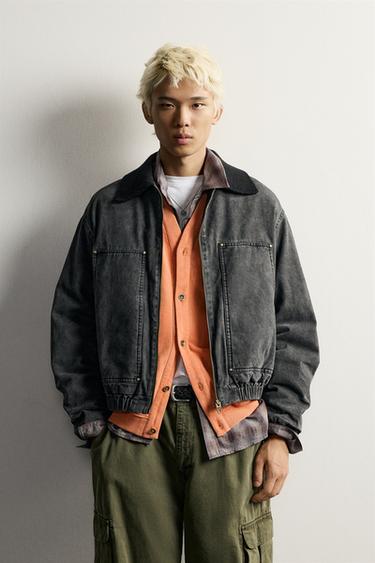 CROPPED FIT KNIT COLLAR JACKET — Black 2