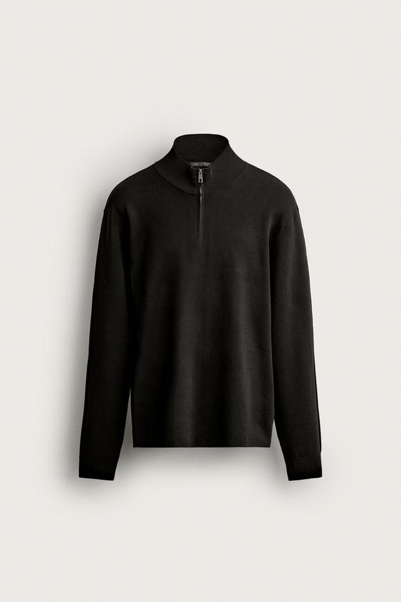 JERSEY REGULAR FIT CUELLO CREMALLERA - Chocolate de Zara - Imagen 0