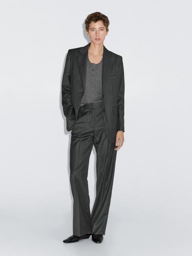 Americana traje franela 100% lana - Gris de Zara - Imagen 0