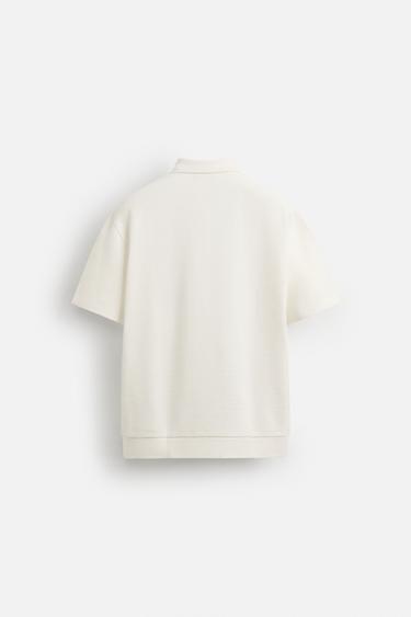 JACQUARD TEXTURED POLO SHIRT - Oyster-white by Zara - Image 7