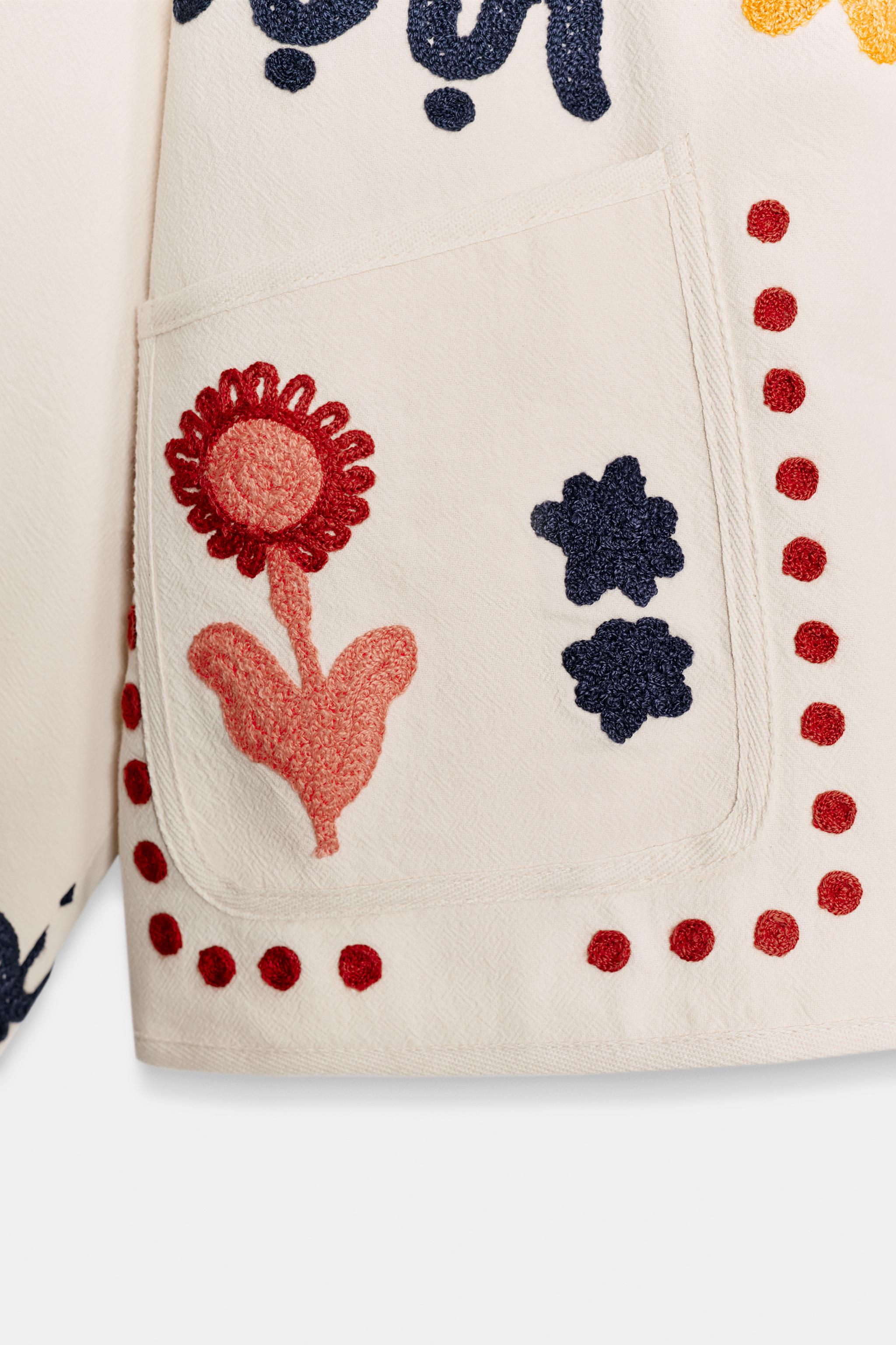 フラワー刺繍ジャケット - エクリュ | ZARA Japan / 日本