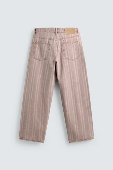 JEAN COUPE DÉCONTRACTÉE IMPRIMÉ RAYURES - Rose de Zara - Image 7