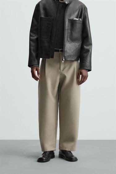 PANTALÓN BALLOON FIT PLIEGUES - Tostado de Zara