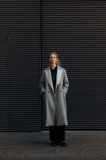 WOOL BLEND DOUBLE-BREASTED COAT - Grey by Zara - Image 0