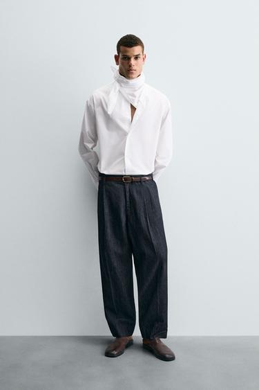 CAMISA RELAXED FIT COM LENÇO - Branco da Zara - Imagem 0