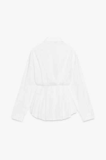 CHEMISE EN POPELINE À PLIS - Blanc de Zara - Image 5