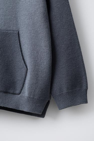KNIT SWEATER WITH HOOD - Blue marl by Zara - Image 3