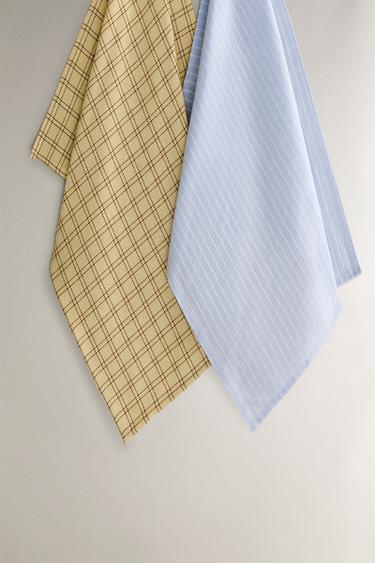 DYED THREAD TEA TOWEL (PACK OF 2) - Blue by Zara - Image 0
