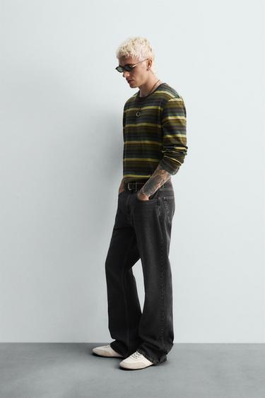 STRIPED JACQUARD T-SHIRT - Khaki by Zara - Image 3