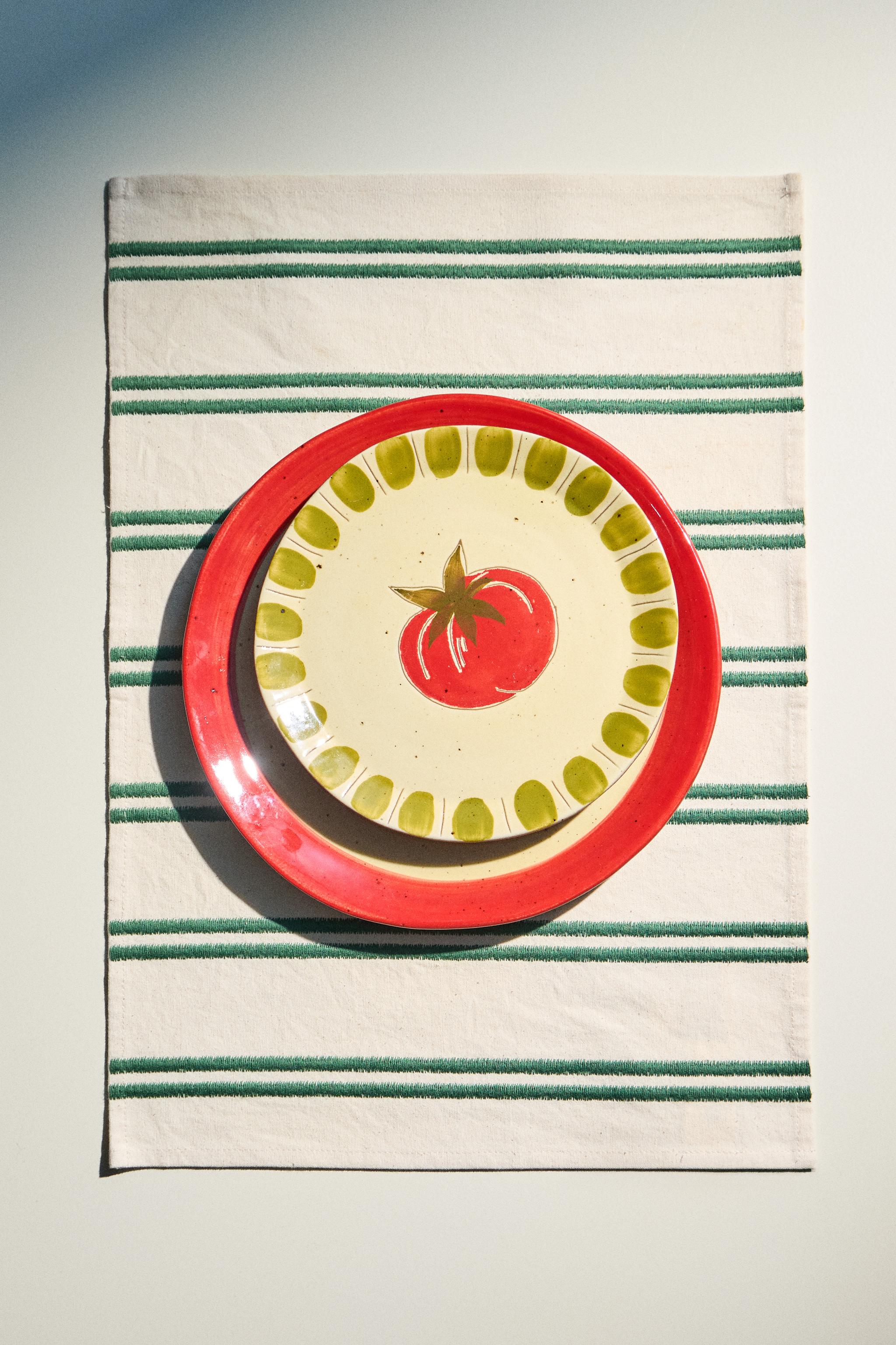 EMBROIDERED STRIPE PLACEMAT — Green