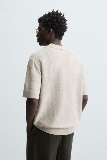 TEXTURED KNIT POLO SHIRT - Beige by Zara - Image 2