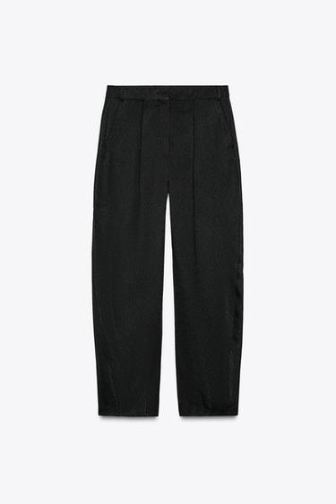 JACQUARD PLEATED TROUSERS ZW COLLECTION - Black by Zara - Image 4