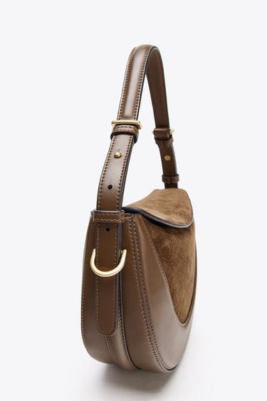 LEATHER FLAP CROSSBODY BAG - Chocolate de Zara - Image 4