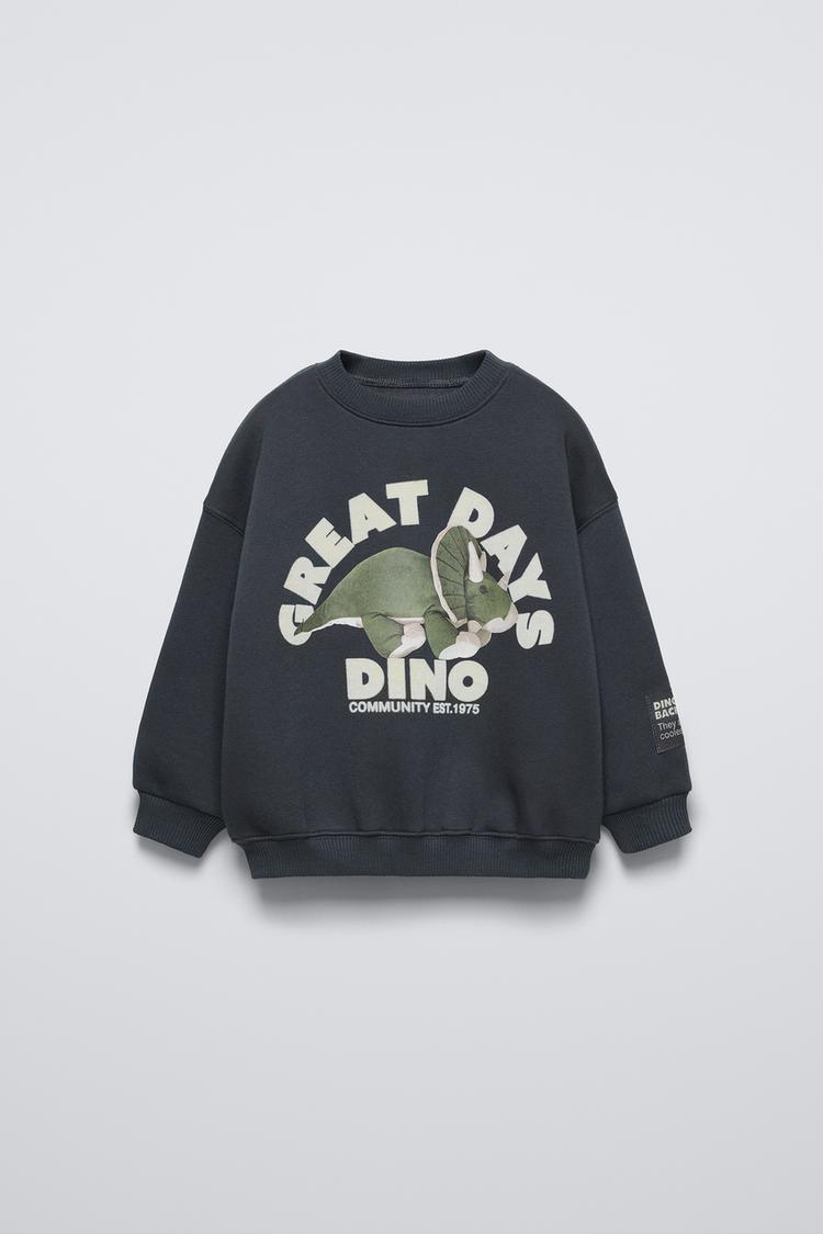 Baby Spring Suit With Hat Black Dinosaur Print