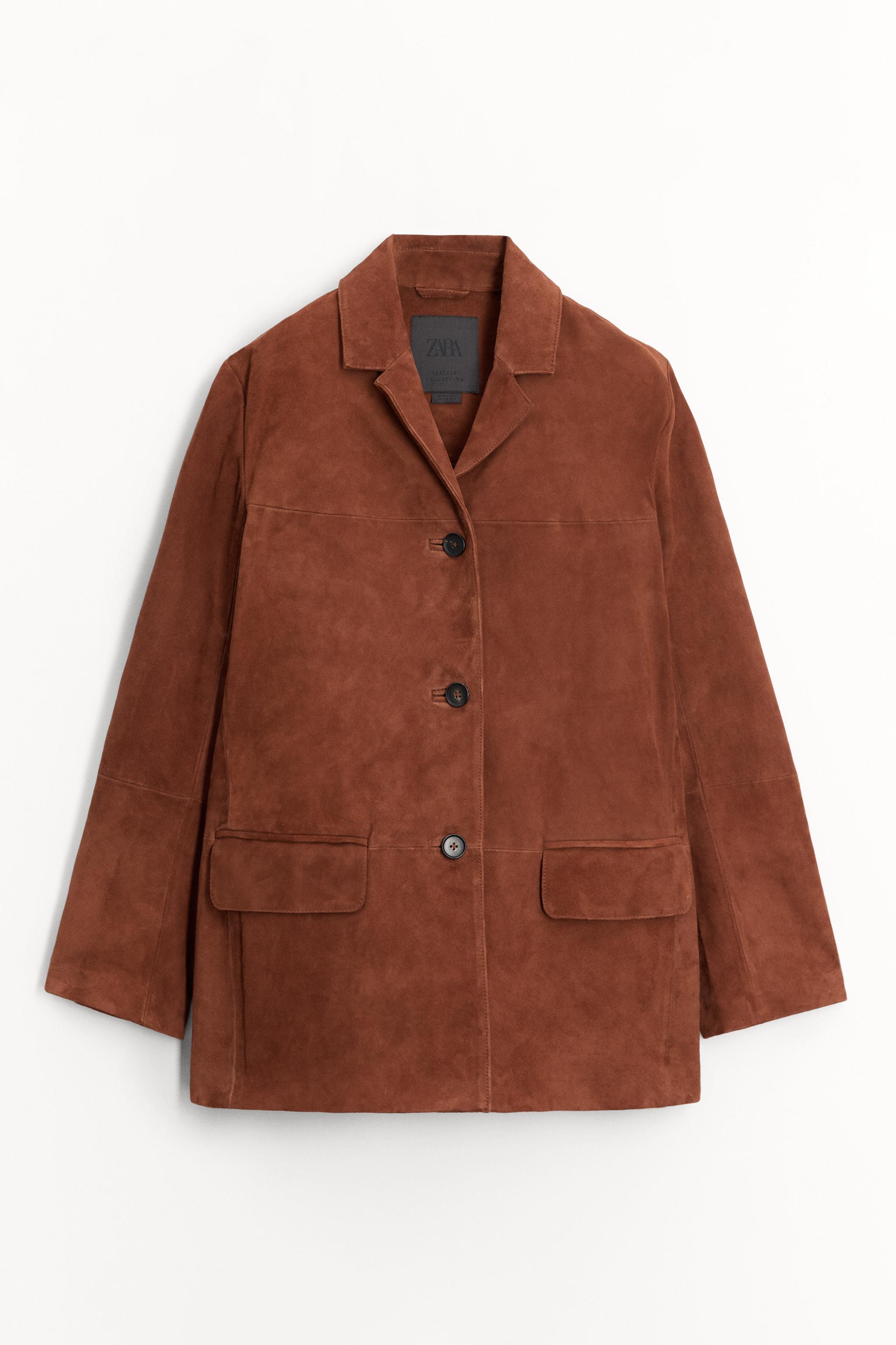 【ZARA】限定品 ZW COLLECTION 100% LEATHER BLAZER 100% SUEDE LEATHER BLAZER ZW COLLECTION - Brown | ZARA