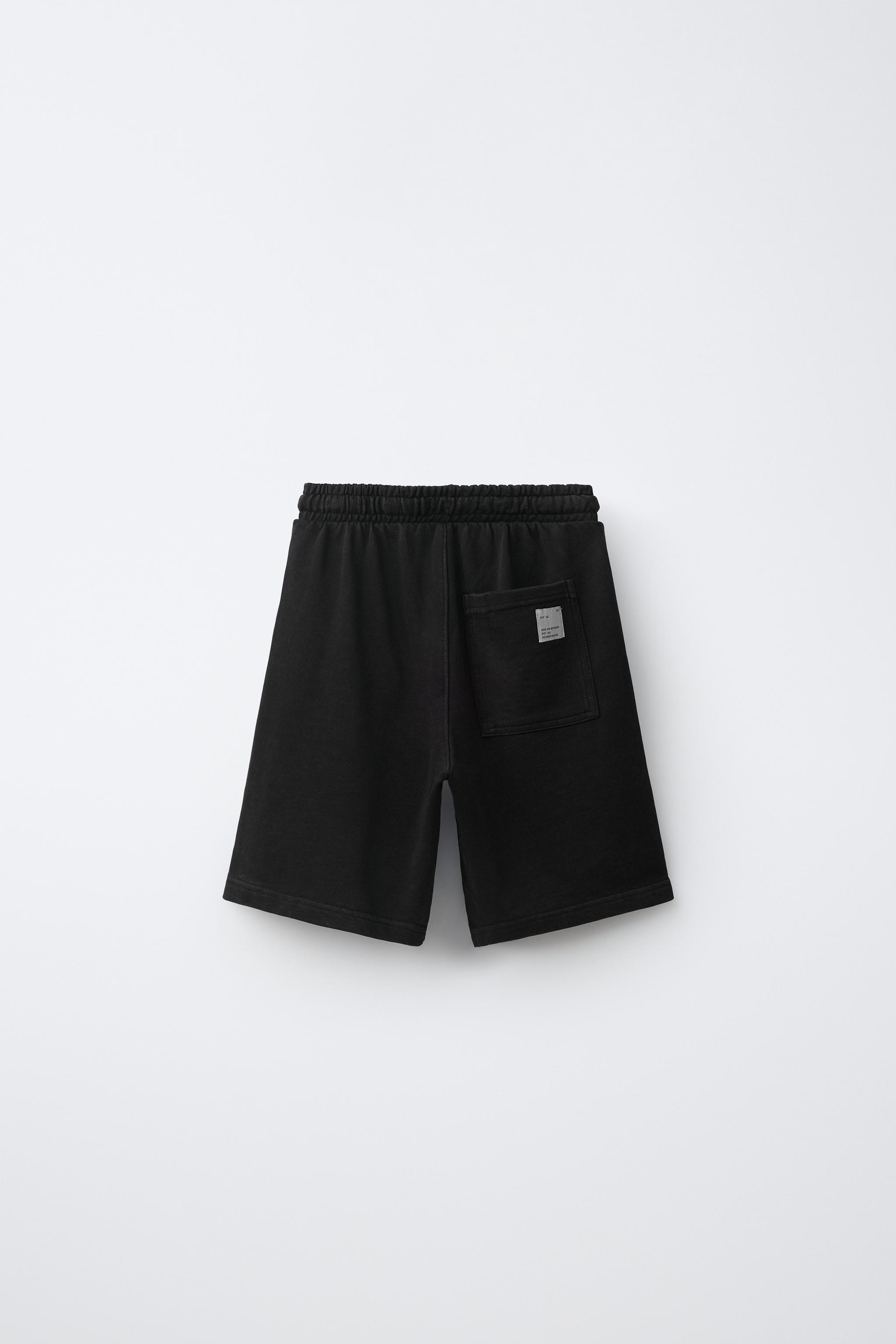 FADE OUT FLEECE BERMUDA SHORTS — Black