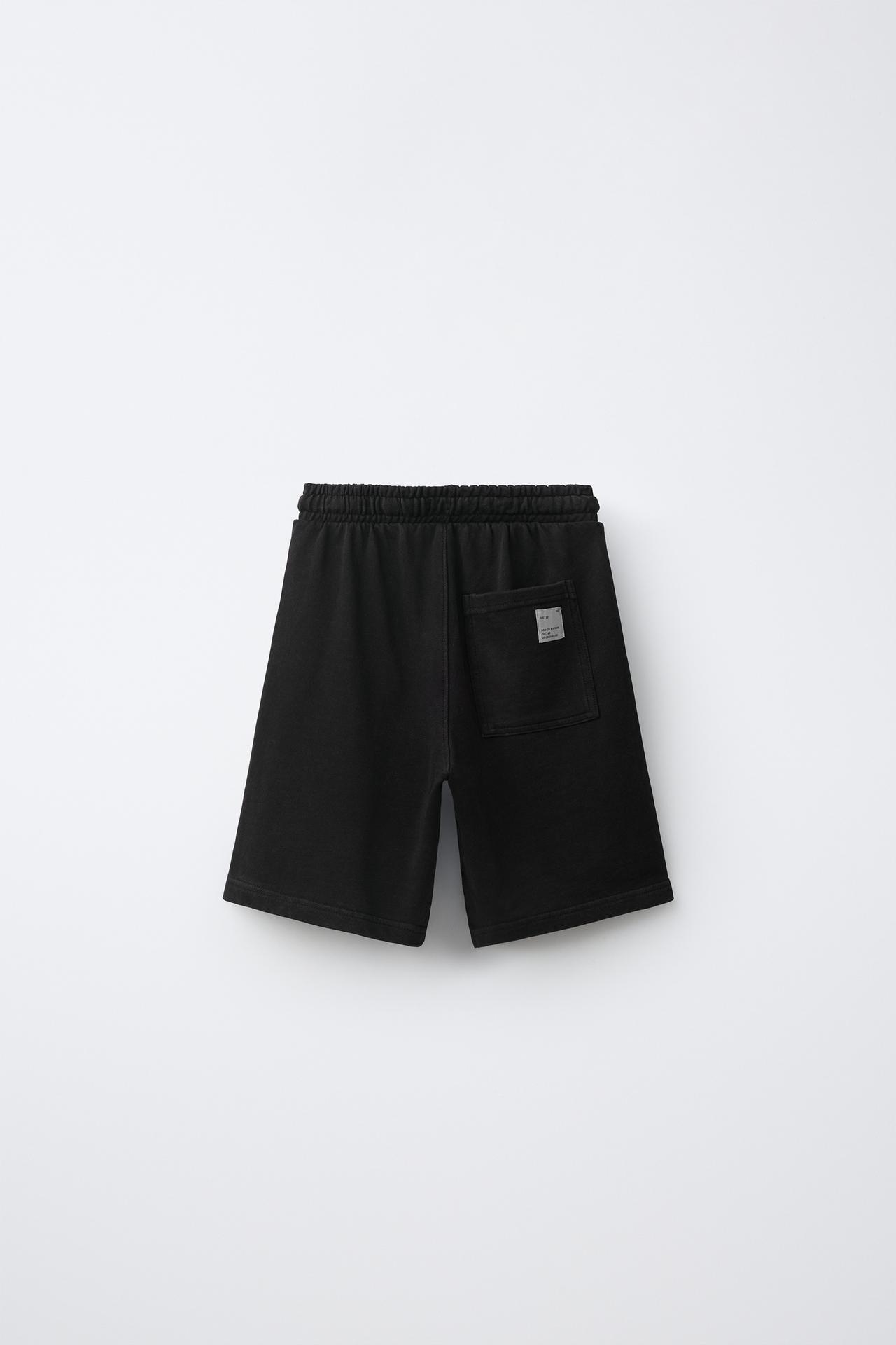FADE OUT FLEECE BERMUDA SHORTS — Black