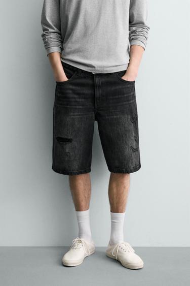 برمودا DENIM BAGGY FIT - فحمي by Zara
