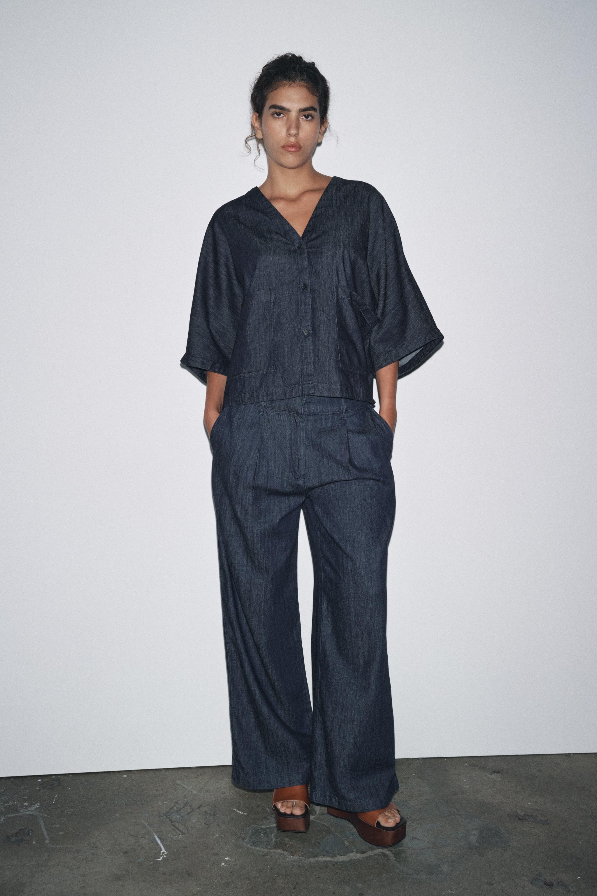 RELAXED DENIM SHIRT ZW COLLECTION - Blue | ZARA Canada