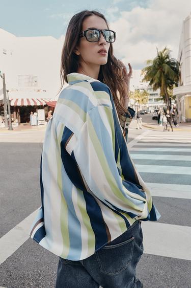 CHEMISE SATINÉE À RAYURES - Multicolore de Zara - Image 4