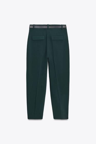 BUNDFALTENHOSE MIT GÜRTEL - Dunkelgrün von Zara