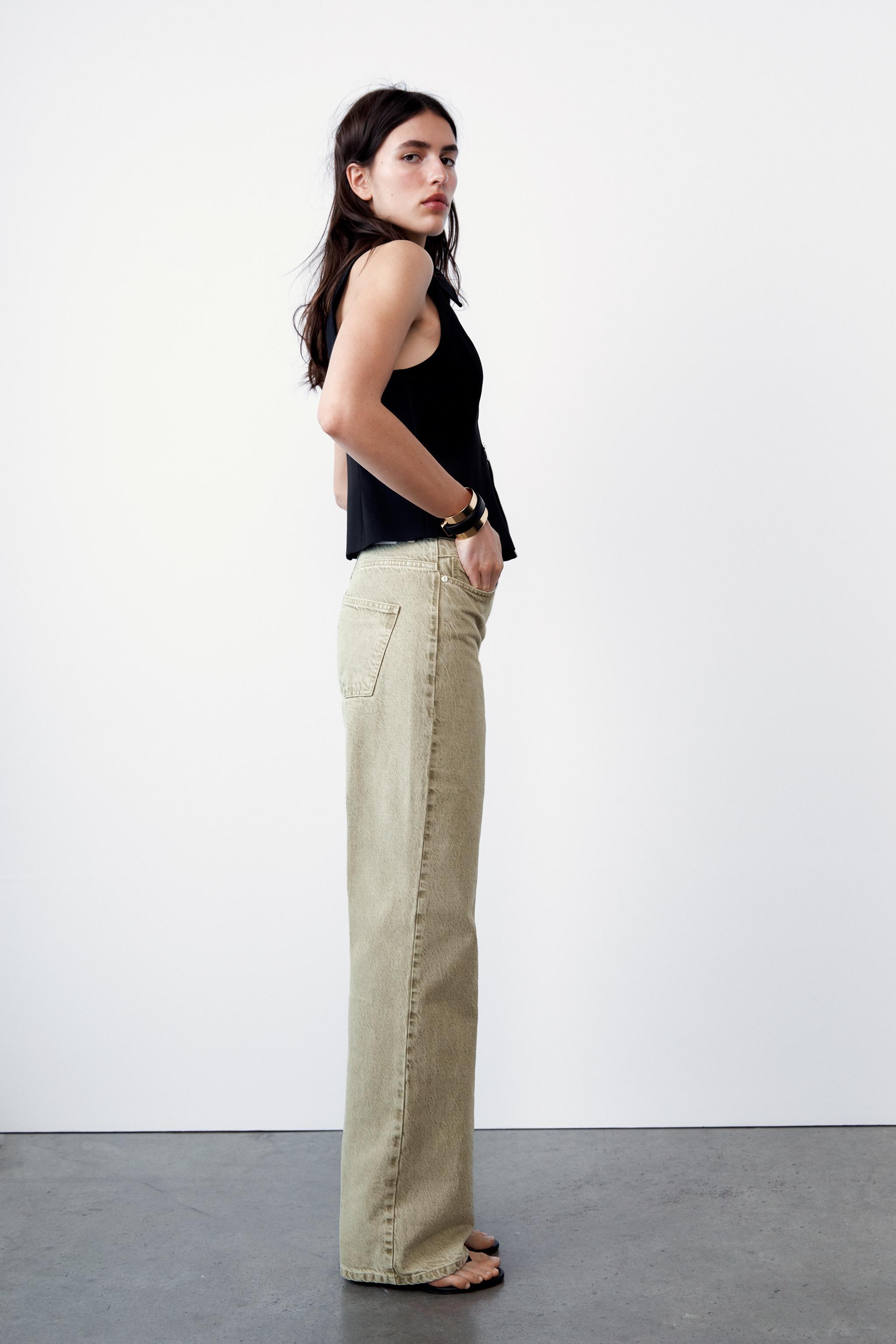 Z1975 直筒版高腰FULL LENGTH 牛仔褲- 淺卡其色| ZARA Hong Kong SAR 