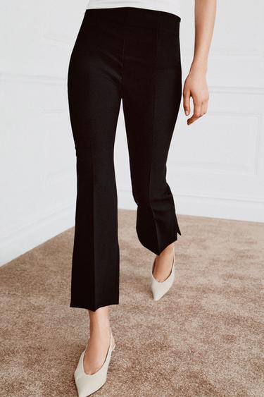 Zara ZW COLLECTION HIGH-WAIST CROPPED PANTS - Black