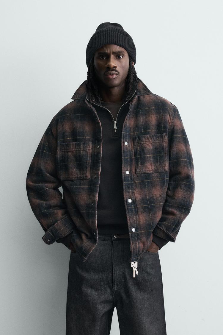 ZARA QUILTED CHECK OVERSHIRT
