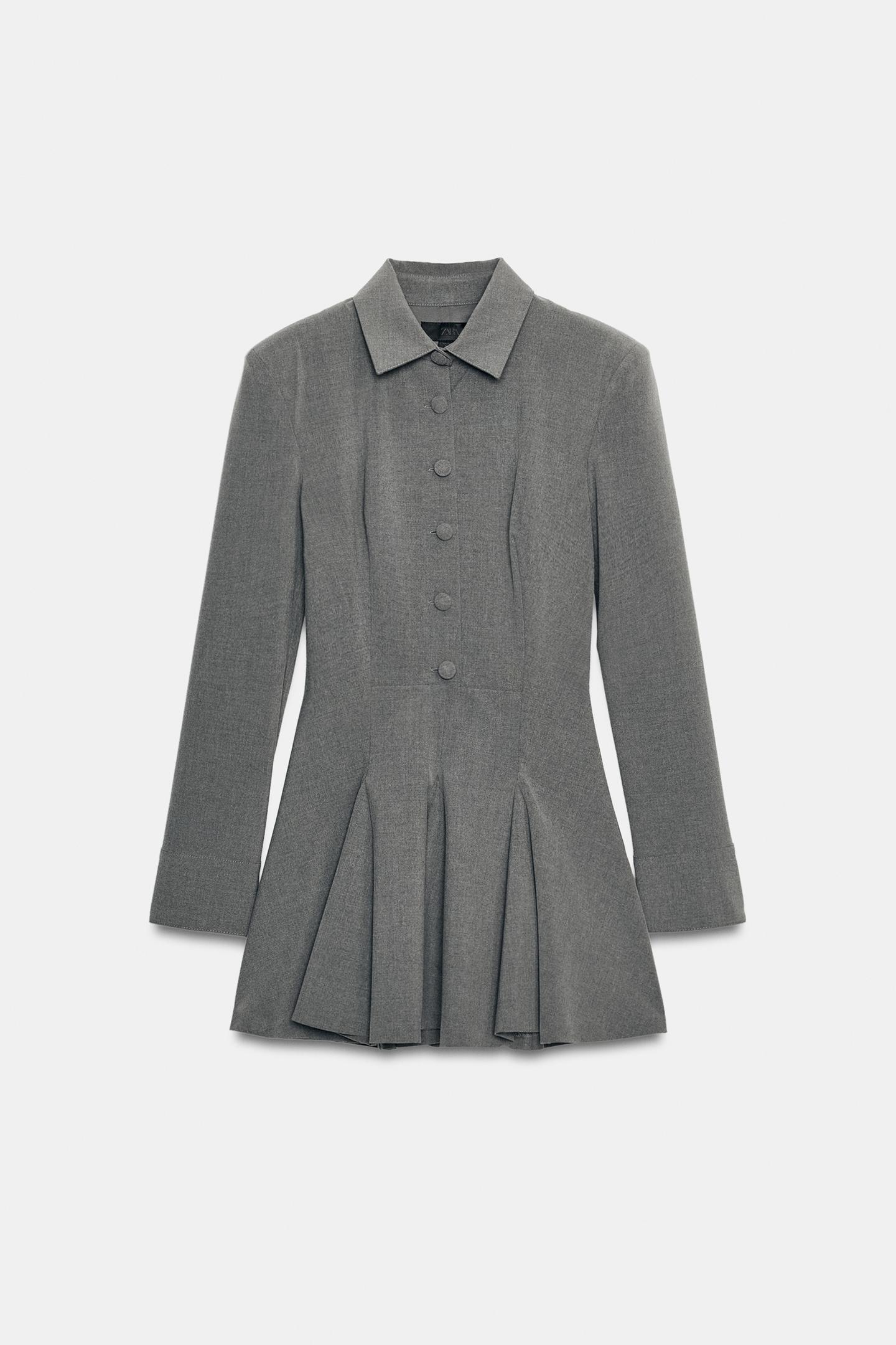 Женское платье Zara Mini Shirt Dress, цвет: Светлый серый — фото 6