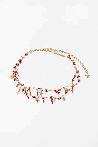 METAL BELT WITH MARINE CHARMS — Golden 1