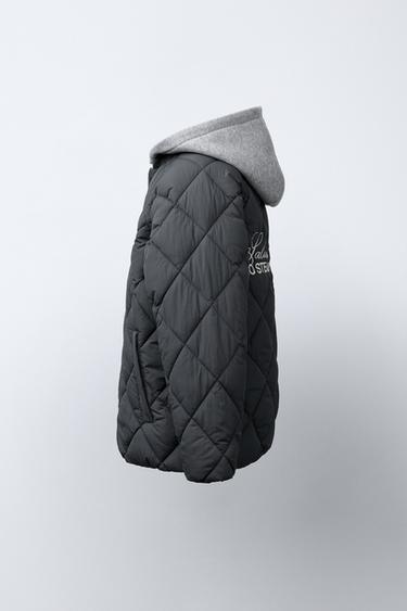 VESTE REMBOURRÉE À CAPUCHE AMOVIBLE - Plomb de Zara - Image 3