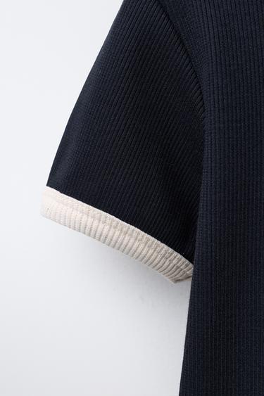TEXT RIBBED DRESS - Navy blue by Zara - Image 3