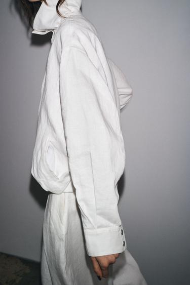BOMBER 100 % LIN ZW COLLECTION - Blanc de Zara - Image 2